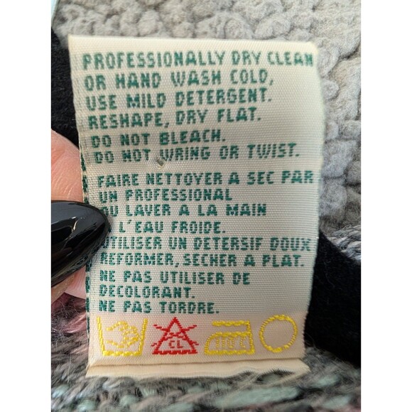 VTG Northern Reflections Women's Sweater Cardigan Floral Wool Blend Size L Gray - Picture 13 of 16